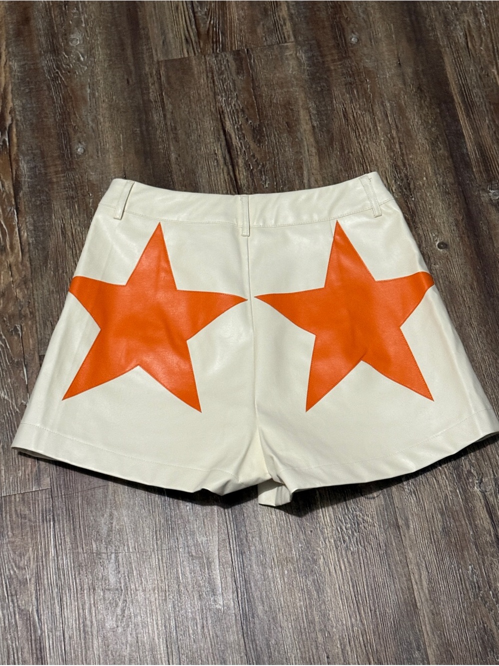 Sparkle City Vegan Leather Star Print Shorts Women's Small High Rise Summer Fit